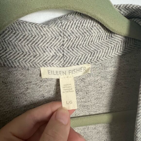 Eileen Fisher Open Front Cardigan Duster Gray Organic Cotton Linen Blend size L - Picture 3 of 6